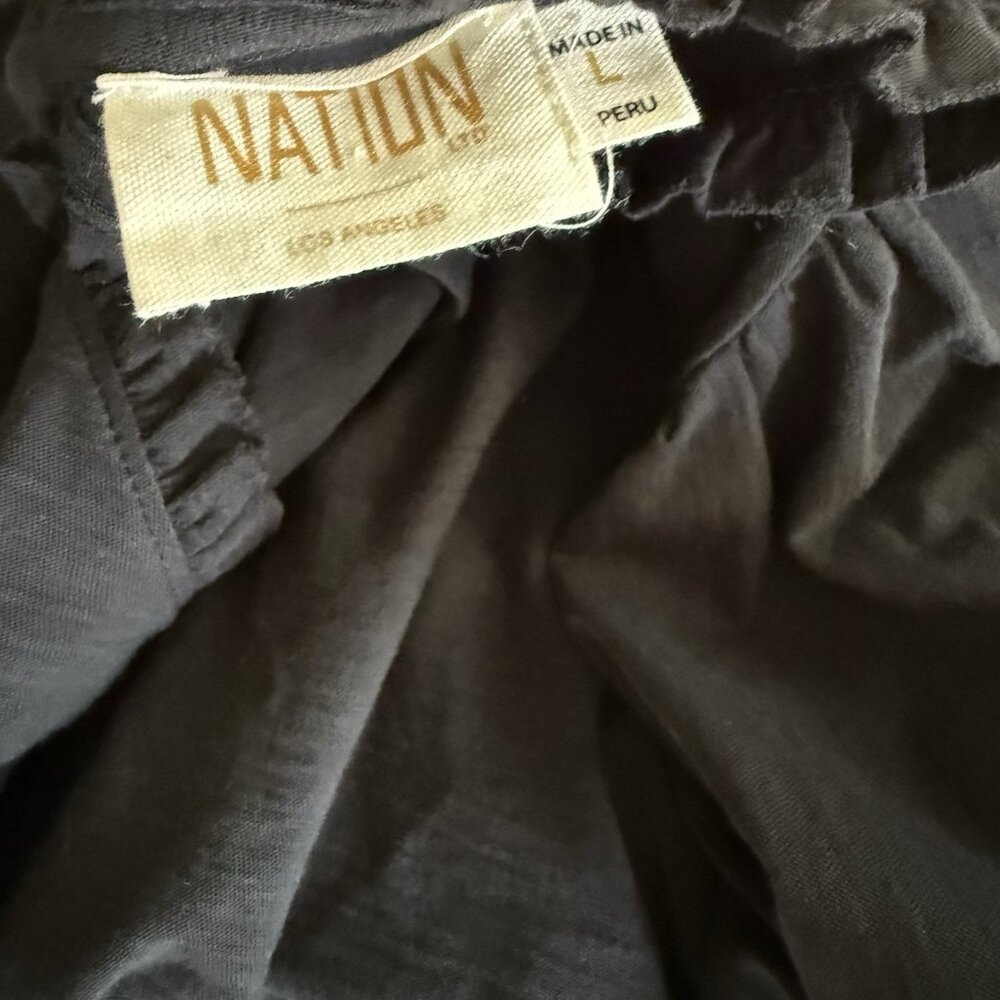 Nation LTD Emma Tee Sz Large Puff Sleeve Top Ruffle Victorian Key Hole Back - Picture 3 of 8